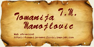 Tomanija Manojlović vizit kartica